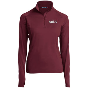 MAROON - AM&IS Activewear Ladies' 1/2 Zip Performance Pullover - womens shirt at TFC&H Co.