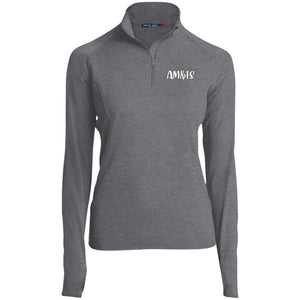 CHARCOAL HEATHER - AM&IS Activewear Ladies' 1/2 Zip Performance Pullover - womens shirt at TFC&H Co.