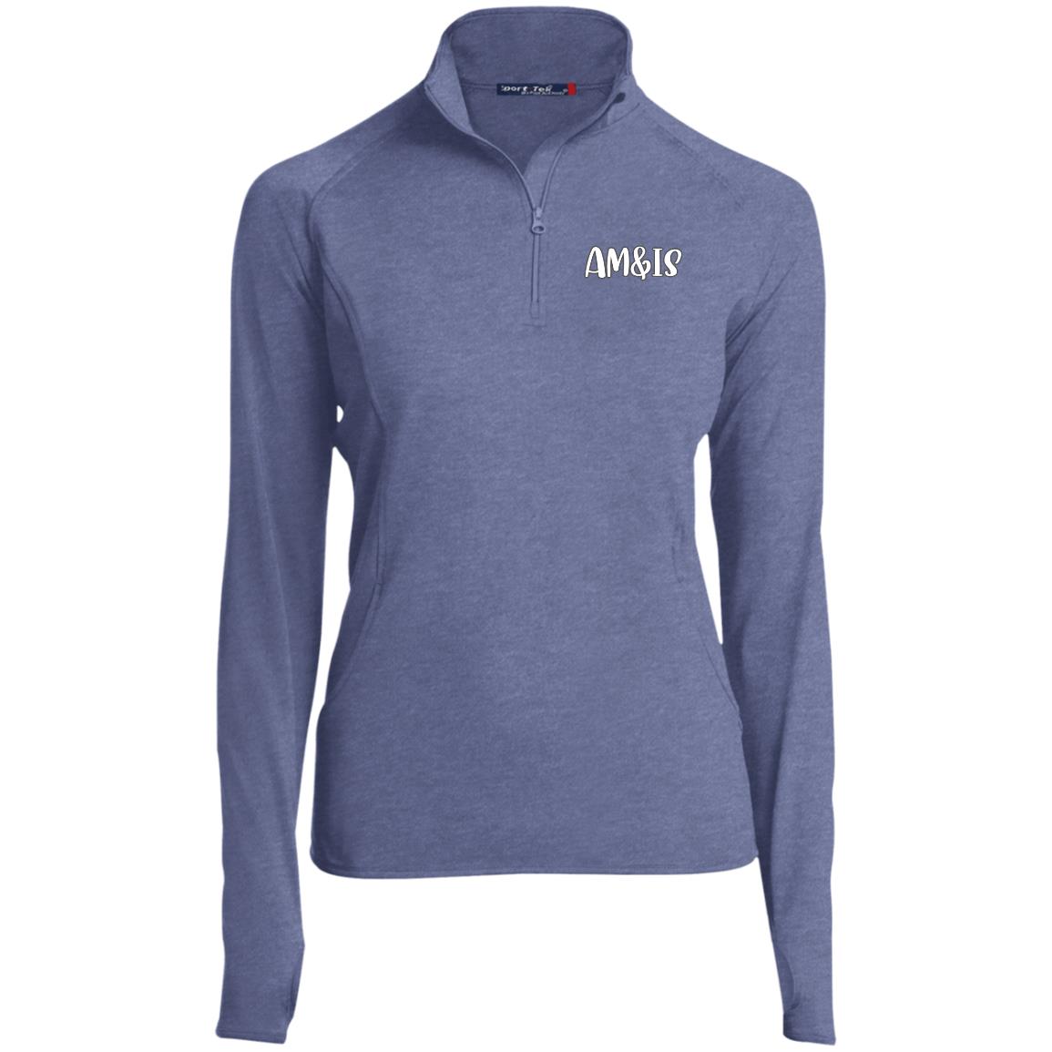 TRUE NAVY HEATHER - AM&IS Activewear Ladies' 1/2 Zip Performance Pullover - womens shirt at TFC&H Co.