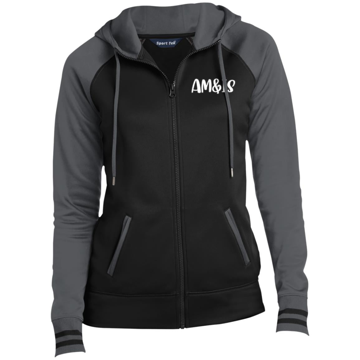 BLACK DARK SMOKE - AM&IS Activewear Ladies' Sport-Wick® Full-Zip Hooded Jacket - womens jacket at TFC&H Co.