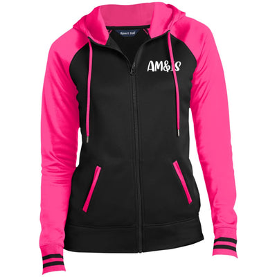 BLACK/NEON PINK - AM&IS Activewear Ladies' Sport-Wick® Full-Zip Hooded Jacket - womens jacket at TFC&H Co.