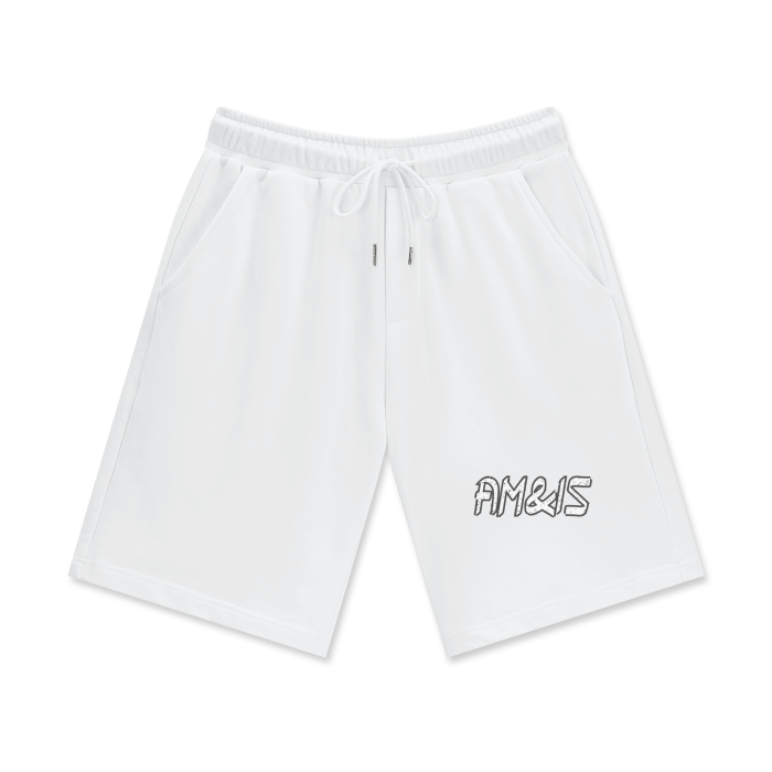 LUCENT WHITE Am&Is Activewear Men's 100% Cotton Track Shorts - men's shorts at TFC&H Co.