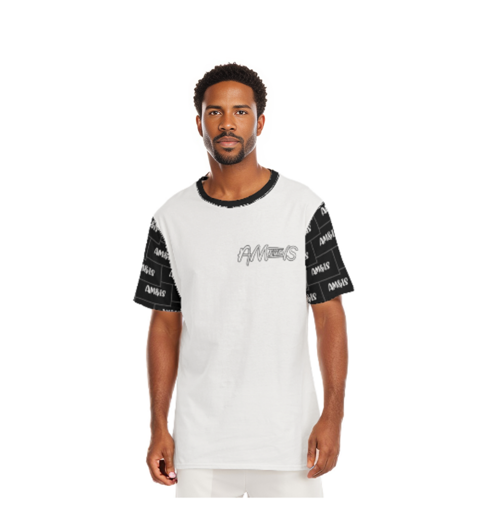 WHITE Am&Is Men's O-Neck T-Shirt | 100% Cotton - men's t-shirt at TFC&H Co.