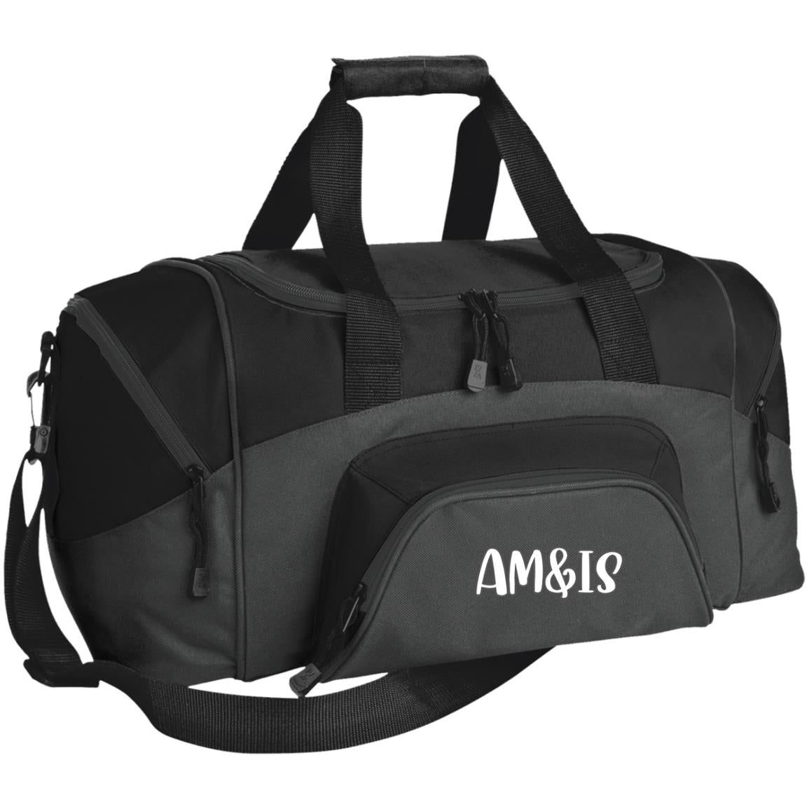 DARK CHARCOAL/BLACK ONE SIZE - AM&IS Activewear Small Colorblock Sport Duffel Bag - duffel bag at TFC&H Co.