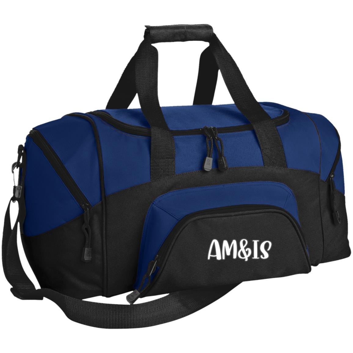 BLACK TRUE ROYAL ONE SIZE - AM&IS Activewear Small Colorblock Sport Duffel Bag - duffel bag at TFC&H Co.