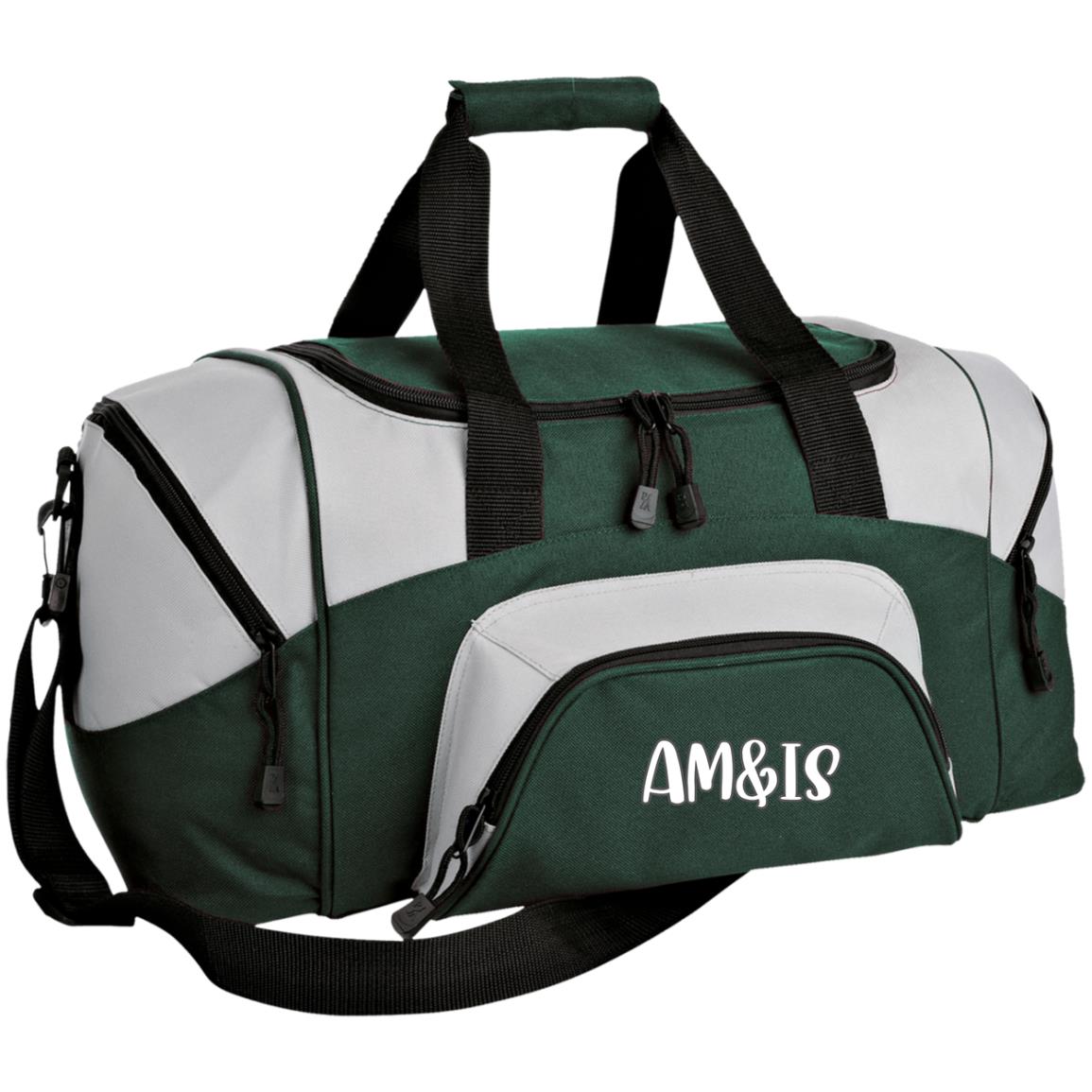 HUNTER GREEN/GRAY ONE SIZE - AM&IS Activewear Small Colorblock Sport Duffel Bag - duffel bag at TFC&H Co.