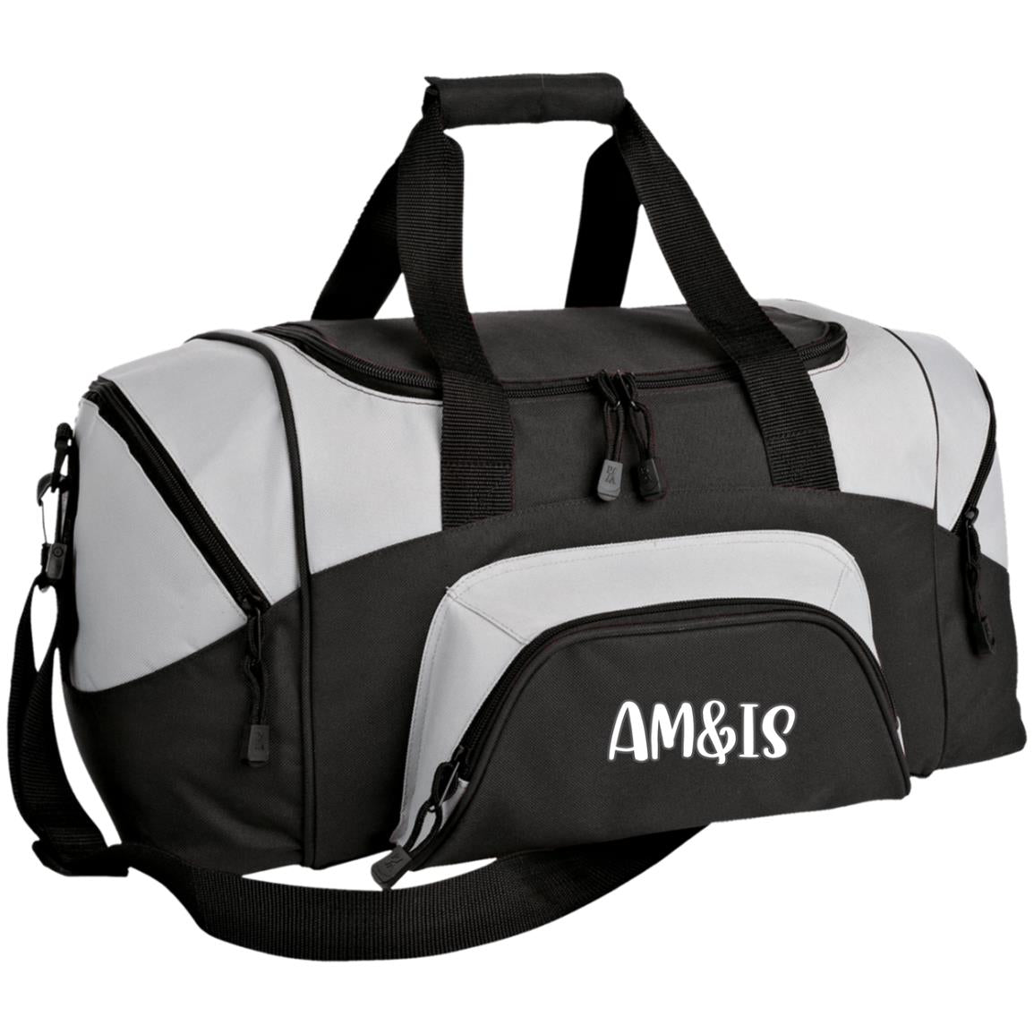 BLACK/GRAY ONE SIZE - AM&IS Activewear Small Colorblock Sport Duffel Bag - duffel bag at TFC&H Co.