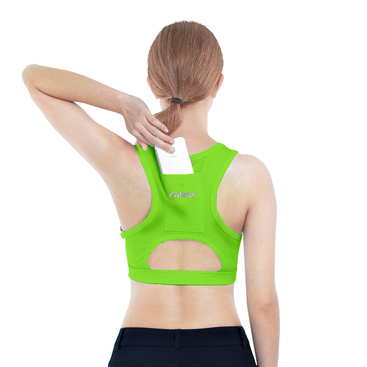 GREEN Am&Is Activewear Sports Bra With Pocket - 6 colors - women's sports bra at TFC&H Co.