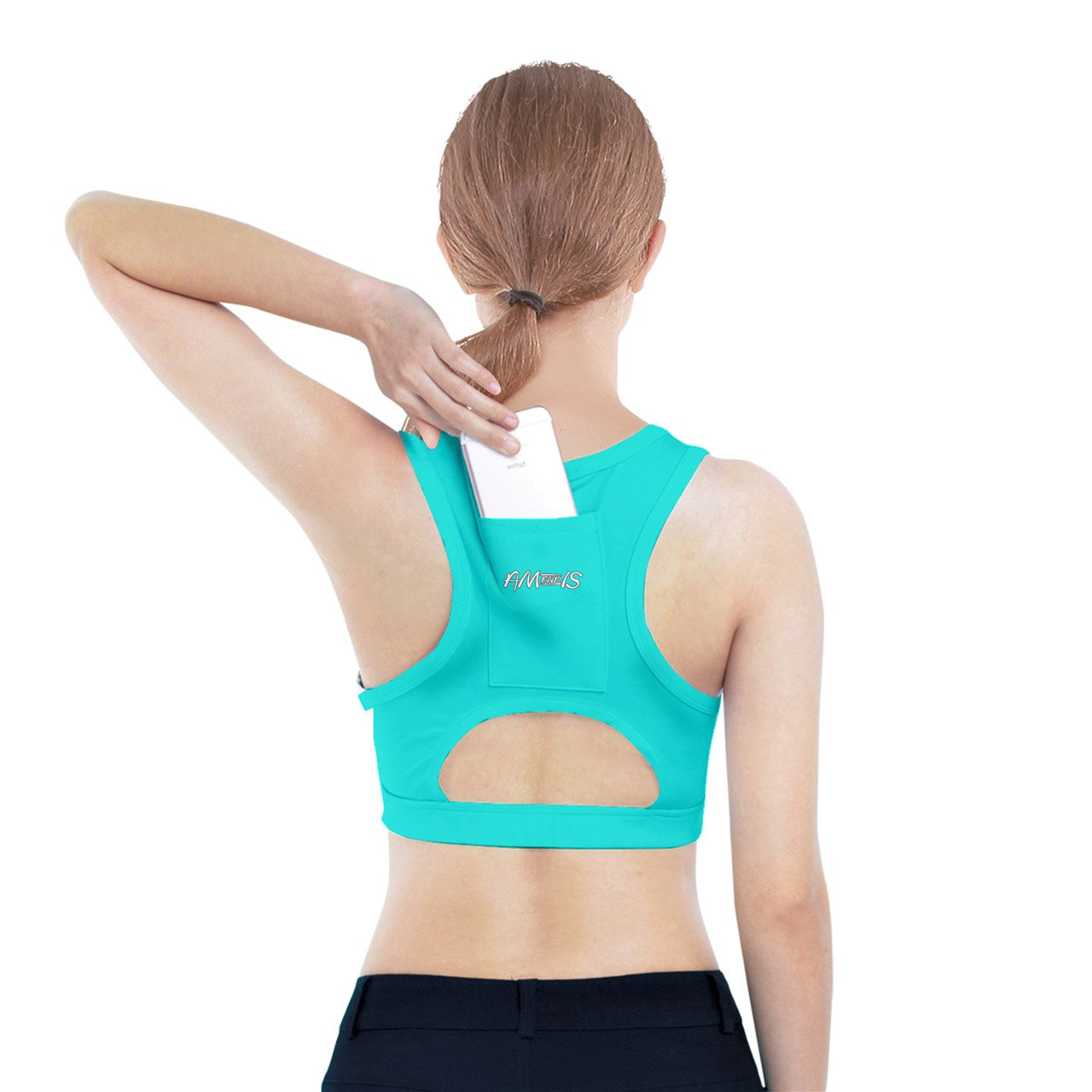 TURQUOISE Am&Is Activewear Sports Bra With Pocket - 6 colors - women's sports bra at TFC&H Co.