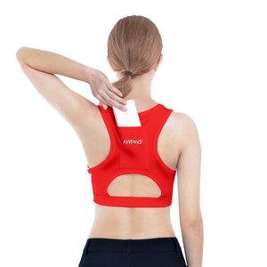RED Am&Is Activewear Sports Bra With Pocket - 6 colors - women's sports bra at TFC&H Co.