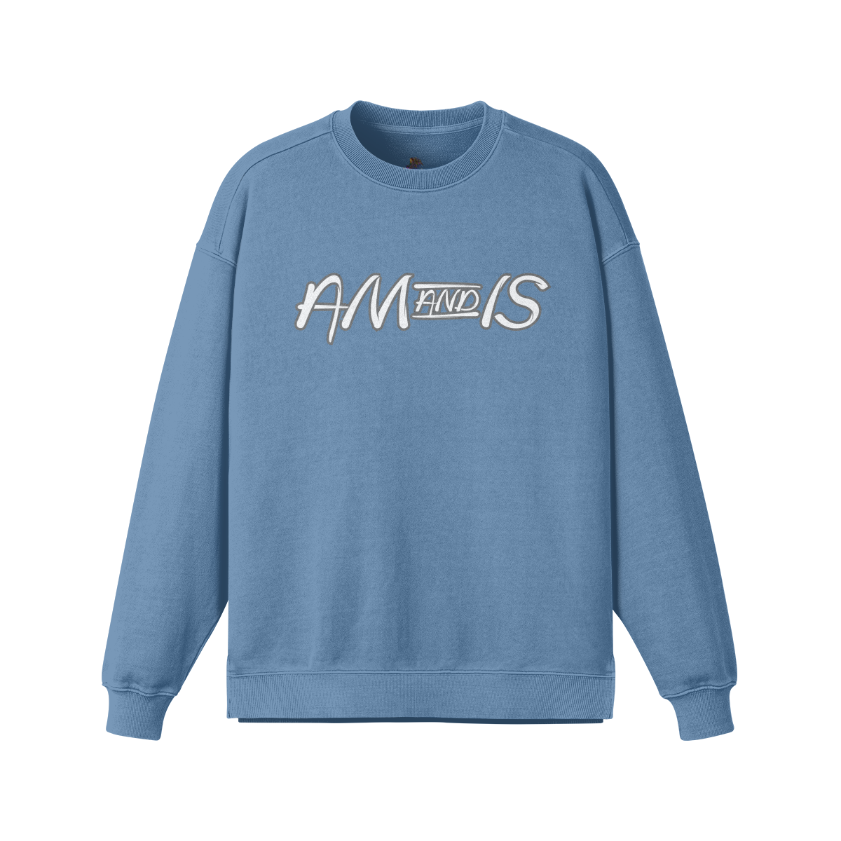 Slate Blue Am&Is Unisex Heavyweight Oversized Side Slit Faded Sweatshirt - unisex sweatshirt at TFC&H Co.