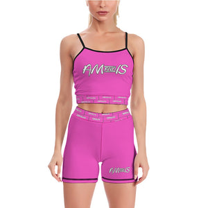 HOTPINK - Am&Is Activewear Women's Slim Two Piece Yoga Set - womens yoga short set at TFC&H Co.