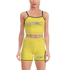 GOLD - Am&Is Activewear Women's Slim Two Piece Yoga Set - womens yoga short set at TFC&H Co.