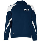 NAVY/WHITE - AM&IS Activewear Youth Athletic Colorblock Fleece Hoodie - kids hoodie at TFC&H Co.