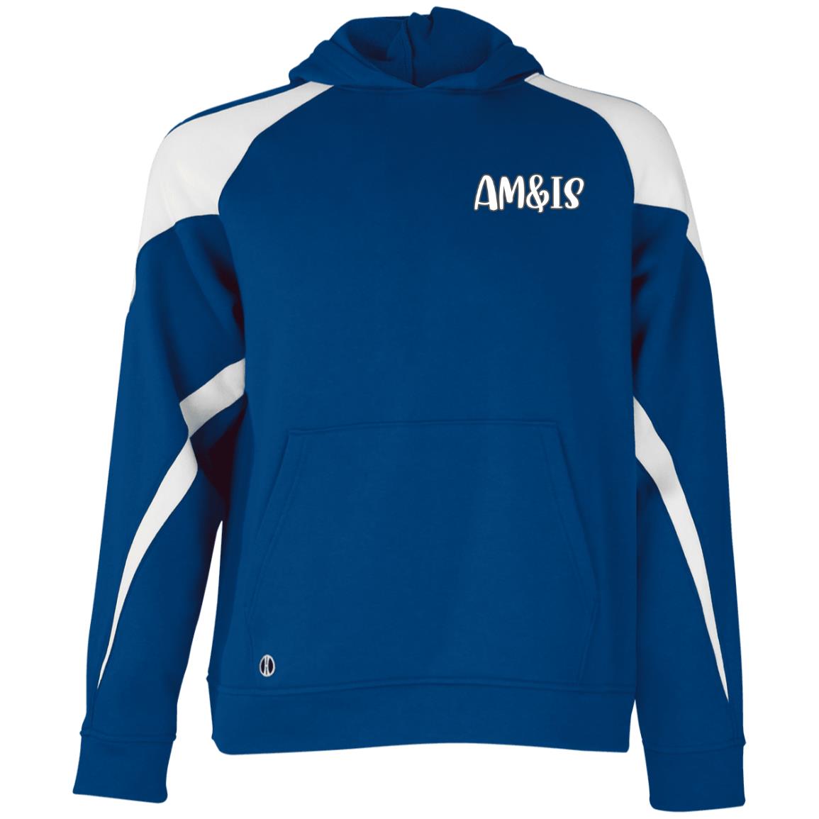 ROYAL/WHITE - AM&IS Activewear Youth Athletic Colorblock Fleece Hoodie - kids hoodie at TFC&H Co.
