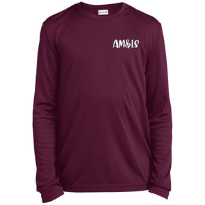MAROON - AM&IS Activewear Youth Long Sleeve Performance Tee - kids t-shirts at TFC&H Co.