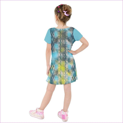 Aqua Depth Kids Short Sleeve Velvet Dress - kids dress at TFC&H Co.