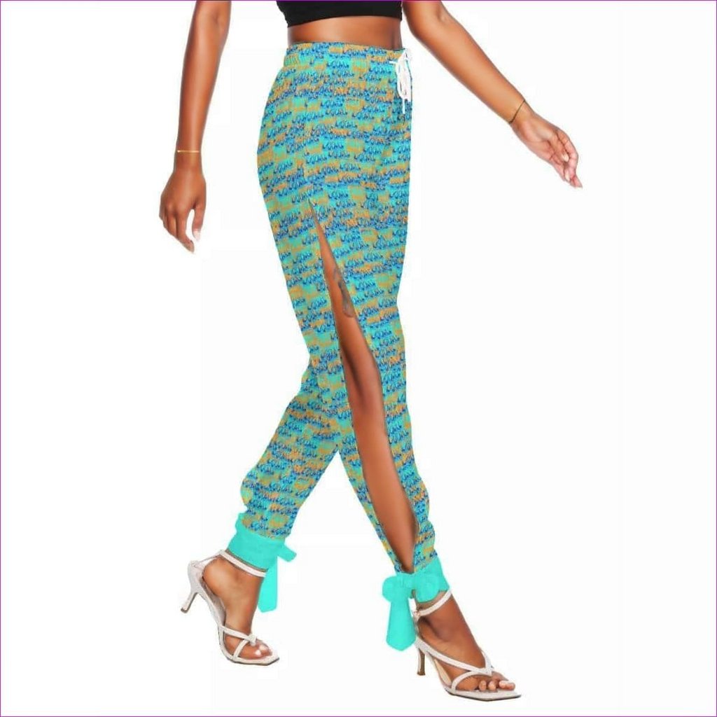 - Aqua Flame Womens Side Cut-Out Bottom Strap Pants - womens bottoms at TFC&H Co.