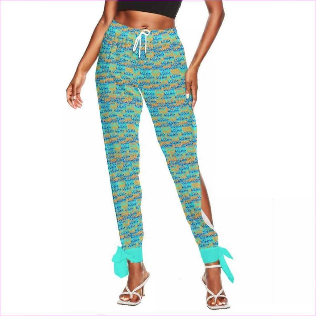 multi-colored - Aqua Flame Womens Side Cut-Out Bottom Strap Pants - womens bottoms at TFC&H Co.