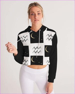 - Aquarius Moon Womens Cropped Hoodie - cropped hoodie at TFC&H Co.