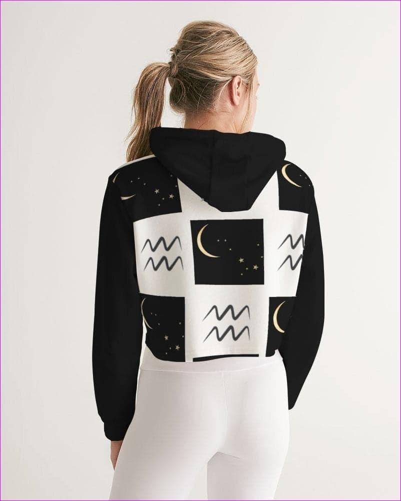 Aquarius Moon Womens Cropped Hoodie - cropped hoodie at TFC&H Co.