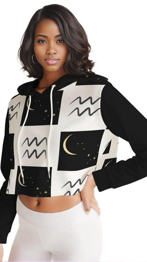 - Aquarius Moon Womens Cropped Hoodie - cropped hoodie at TFC&H Co.