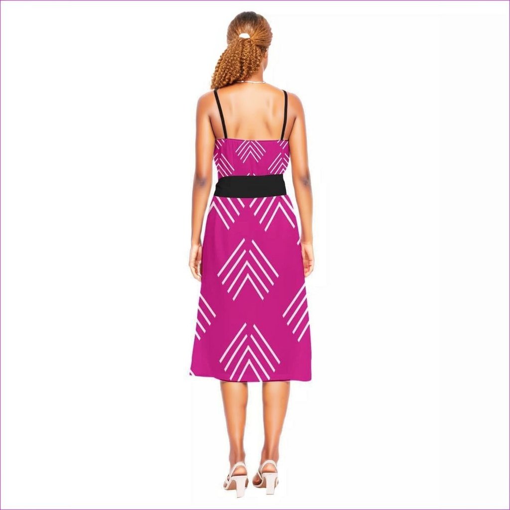- Arrows V-neck Cami Pink Womens Dress With Waist Band - womens dress at TFC&H Co.