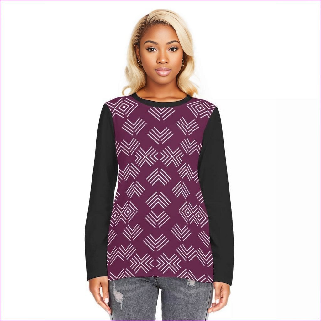 maroon Arrows Womens Long Sleeve Organic T-shirt | Cotton - women's t-shirts at TFC&H Co.