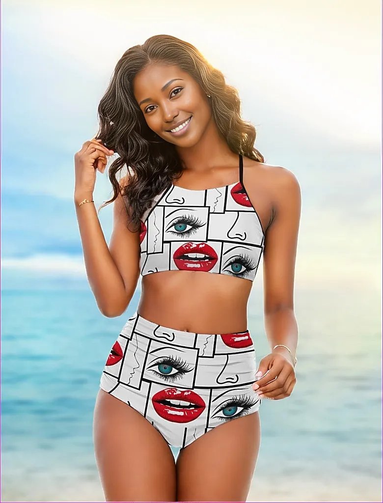 White Attributes Cute Suspender Two Piece Bikini Swimsuit - women's bikini set at TFC&H Co.
