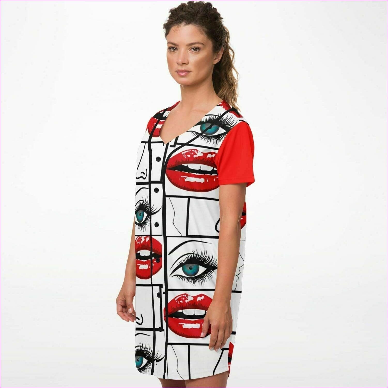 Deity Repeat Womens & Teen's Baseball Jersey Dress - Baseball Jersey Dress  - AOP at TFC&H Co.