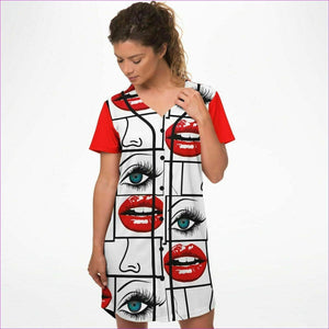 - Attributes Womens Baseball Jersey Dress - Baseball Jersey Dress - AOP at TFC&H Co.