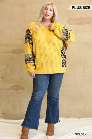 - Aztec Texture Ribbed Knit Sweater Voluptuous (+) Plus SIze - ships from The US - womens sweater at TFC&H Co.