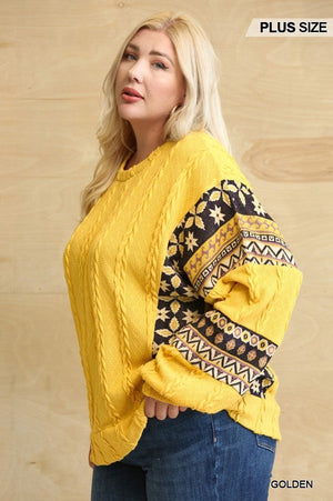 - Aztec Texture Ribbed Knit Sweater Voluptuous (+) Plus SIze - ships from The US - womens sweater at TFC&H Co.