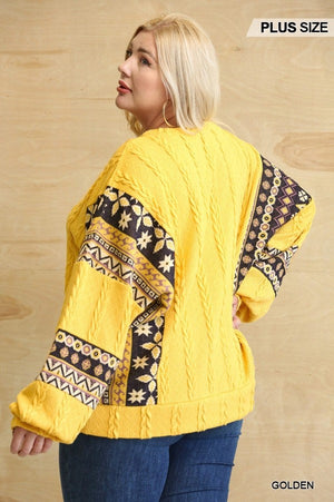 - Aztec Texture Ribbed Knit Sweater Voluptuous (+) Plus SIze - ships from The US - womens sweater at TFC&H Co.