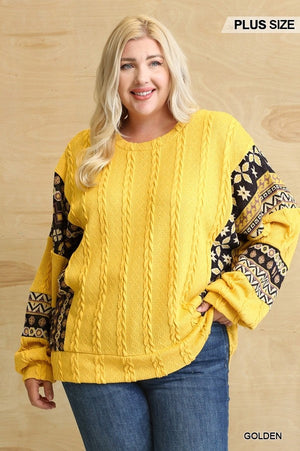 - Aztec Texture Ribbed Knit Sweater Voluptuous (+) Plus SIze - ships from The US - womens sweater at TFC&H Co.