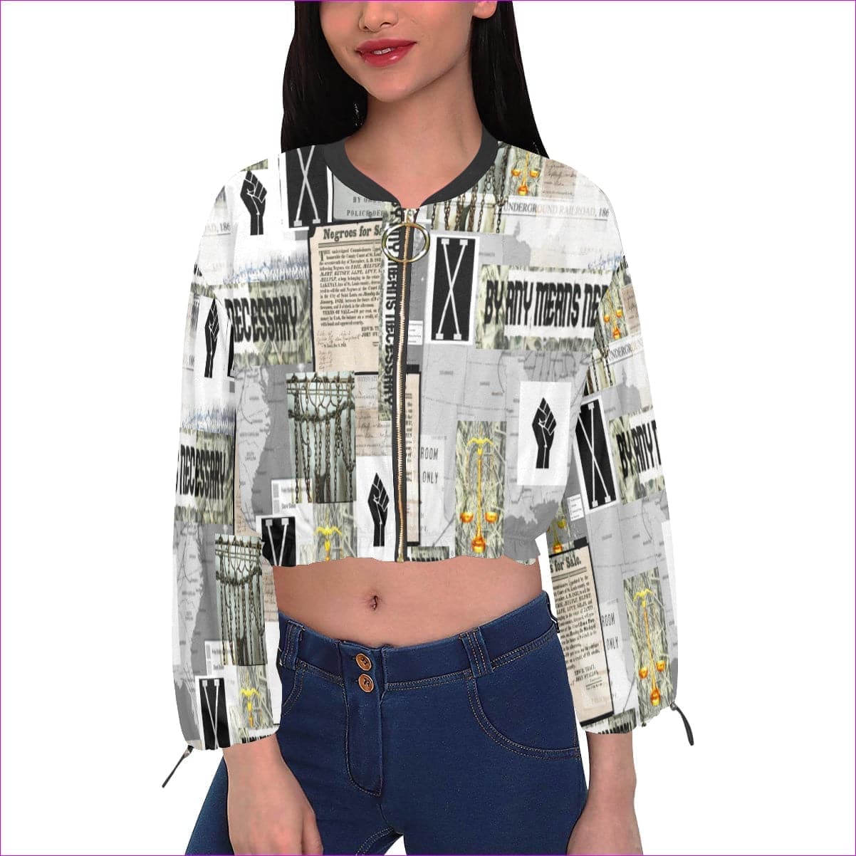 B.A.M.N 2 Womens Chiffon Cropped Jacket - women's jackets at TFC&H Co.