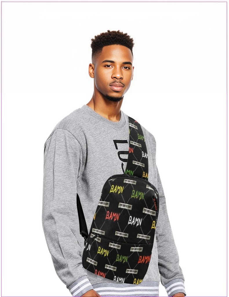 One Size B.A.M.N all over Men's Chest Bag (Model 1678) - B.A.M.N (By Any Means Necessary) 3 Men's Chest Bag -3 variations - mens chest bag at TFC&H Co.