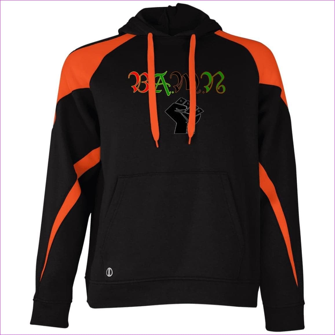 Black/Orange - B.A.M.N (By Any Means Necessary) Athletic Colorblock Fleece Hoodie - unisex sweatshirts at TFC&H Co.
