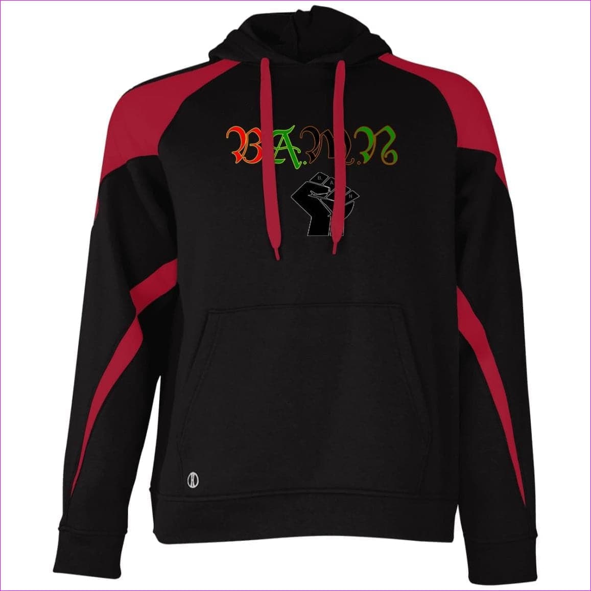 Black/Scarlet - B.A.M.N (By Any Means Necessary) Athletic Colorblock Fleece Hoodie - unisex sweatshirts at TFC&H Co.