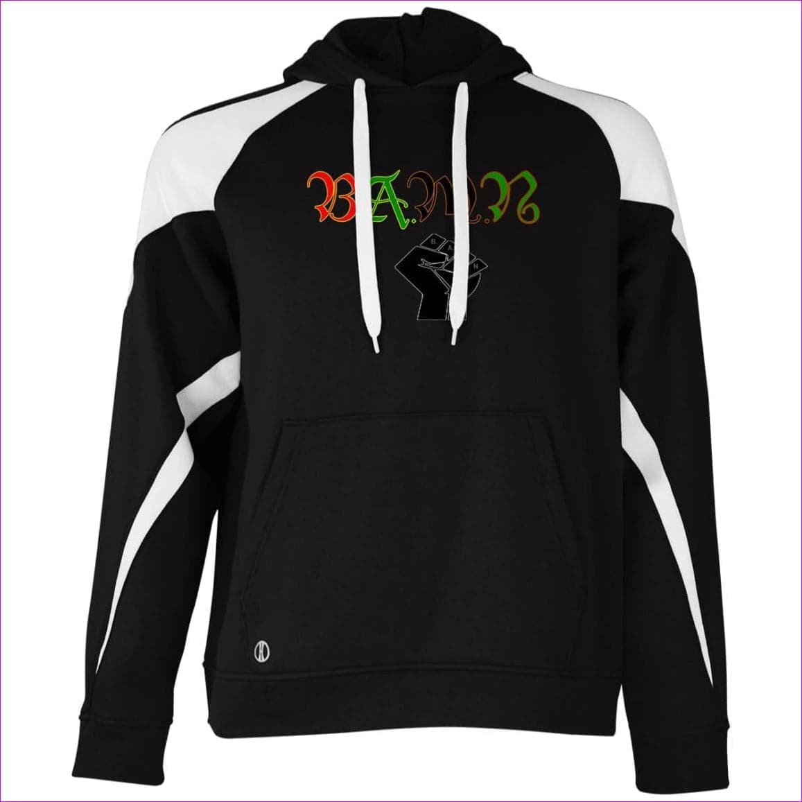 Black White - B.A.M.N - By Any Means Necessary Athletic Colorblock Fleece Hoodie - unisex sweatshirts at TFC&H Co.