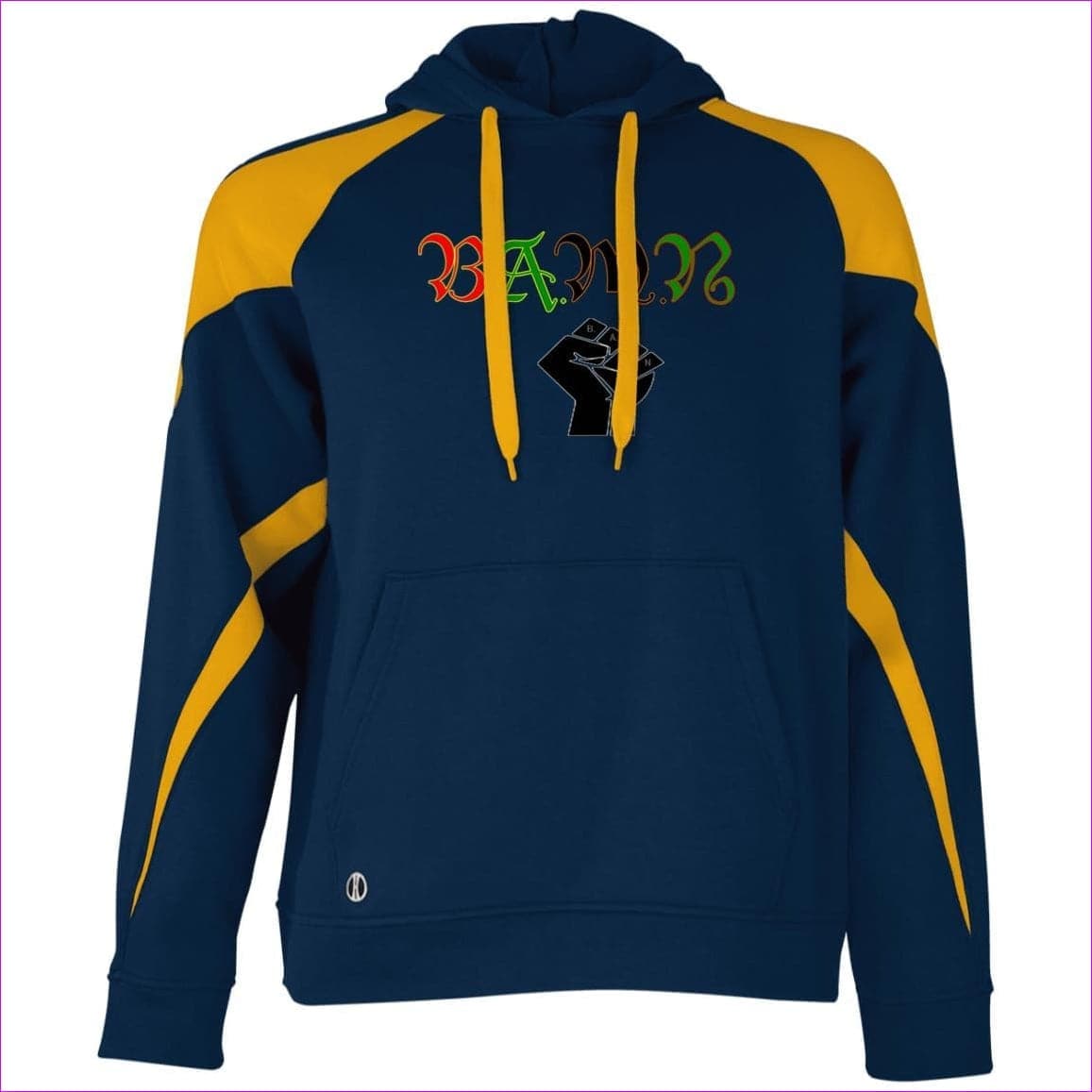 Navy Light Gold - B.A.M.N - By Any Means Necessary Athletic Colorblock Fleece Hoodie - unisex sweatshirts at TFC&H Co.