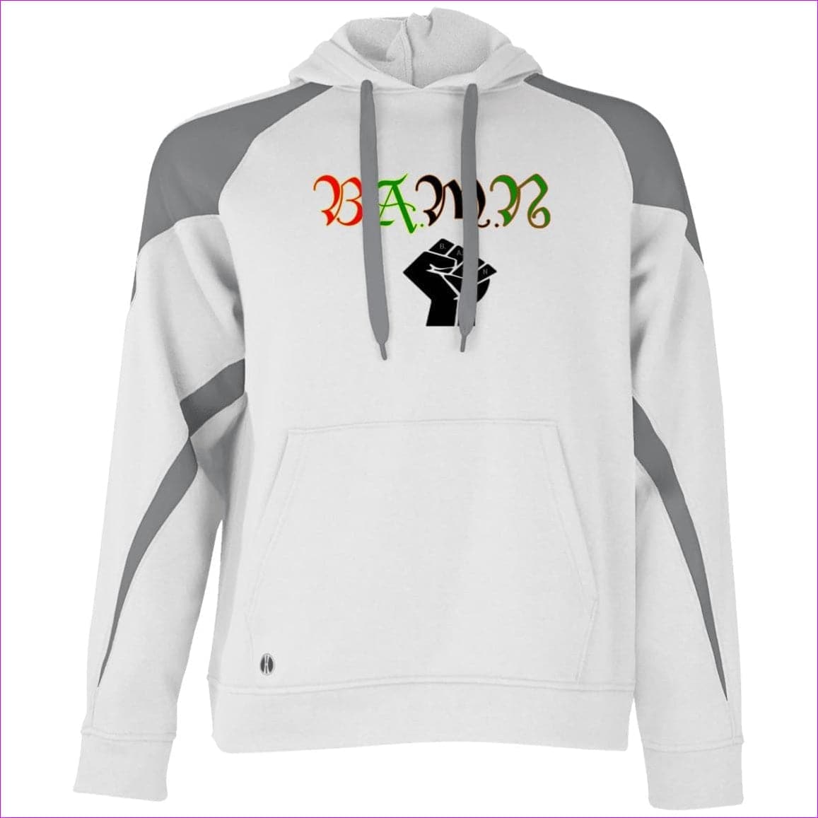 White Charcoal Heather - B.A.M.N - By Any Means Necessary Athletic Colorblock Fleece Hoodie - unisex sweatshirts at TFC&H Co.
