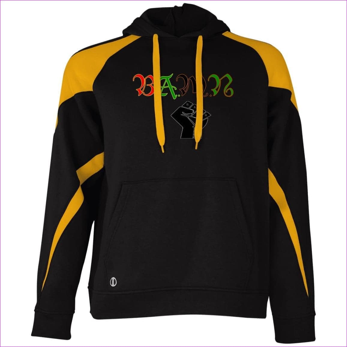 Black/Light Gold B.A.M.N (By Any Means Necessary) Athletic Colorblock Fleece Hoodie - unisex sweatshirts at TFC&H Co.