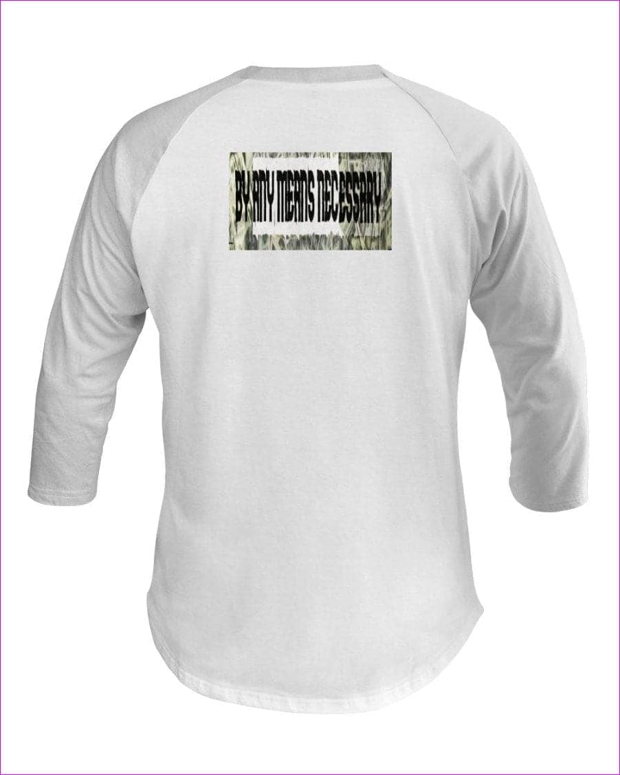 Wht/Hthr Grey - B.A.M.N (By Any Means Necessary) Clothing Men's 3/4 Sleeve Raglan Shirt - Mens T-Shirts at TFC&H Co.