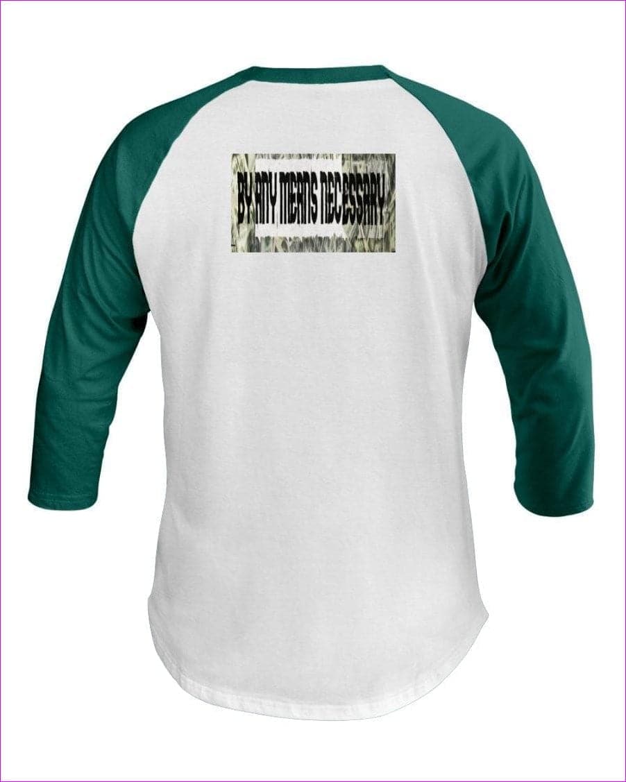 White/Evergreen - B.A.M.N (By Any Means Necessary) Clothing Men's 3/4 Sleeve Raglan Shirt - Mens T-Shirts at TFC&H Co.