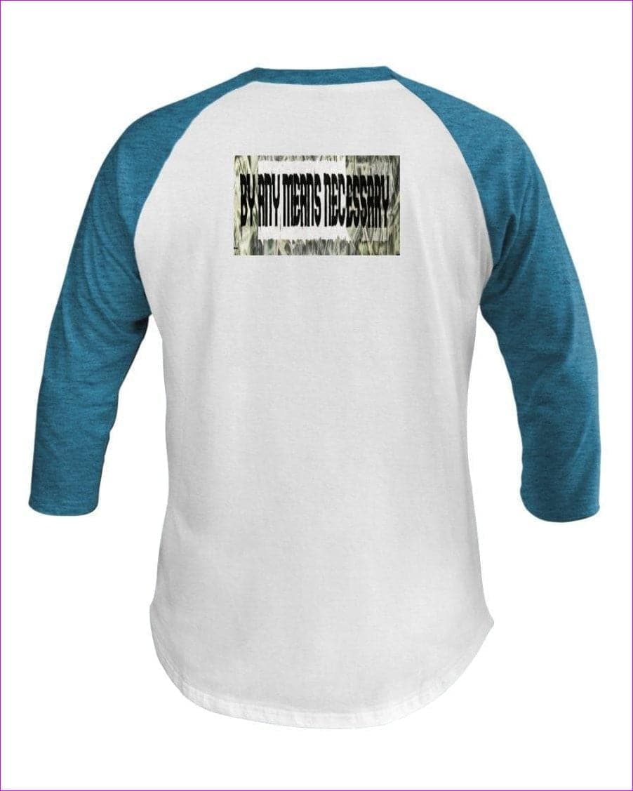 Wht/Neo Htr Blu - B.A.M.N (By Any Means Necessary) Clothing Men's 3/4 Sleeve Raglan Shirt - Mens T-Shirts at TFC&H Co.