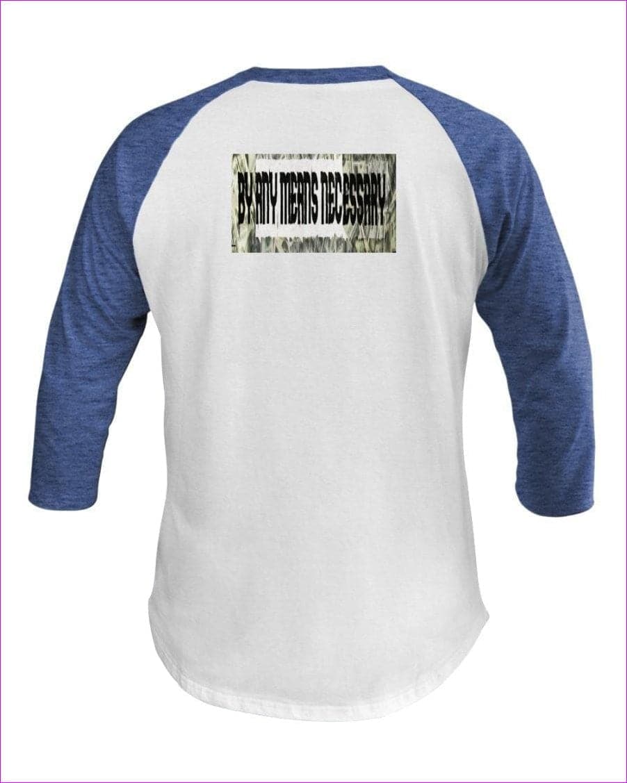 Wht Hth Lke Blu - B.A.M.N - By Any Means Necessary Clothing Men's 3/4 Sleeve Raglan Shirt - Mens T-Shirts at TFC&H Co.
