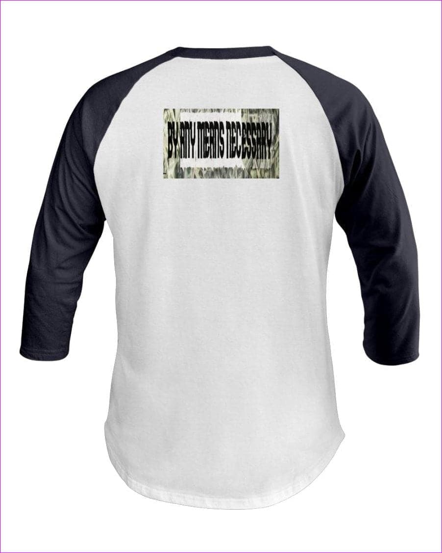 White Navy - B.A.M.N - By Any Means Necessary Clothing Men's 3/4 Sleeve Raglan Shirt - Mens T-Shirts at TFC&H Co.