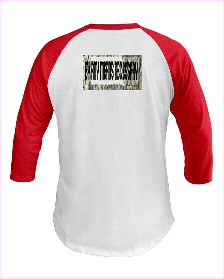 White Red - B.A.M.N - By Any Means Necessary Clothing Men's 3/4 Sleeve Raglan Shirt - Mens T-Shirts at TFC&H Co.