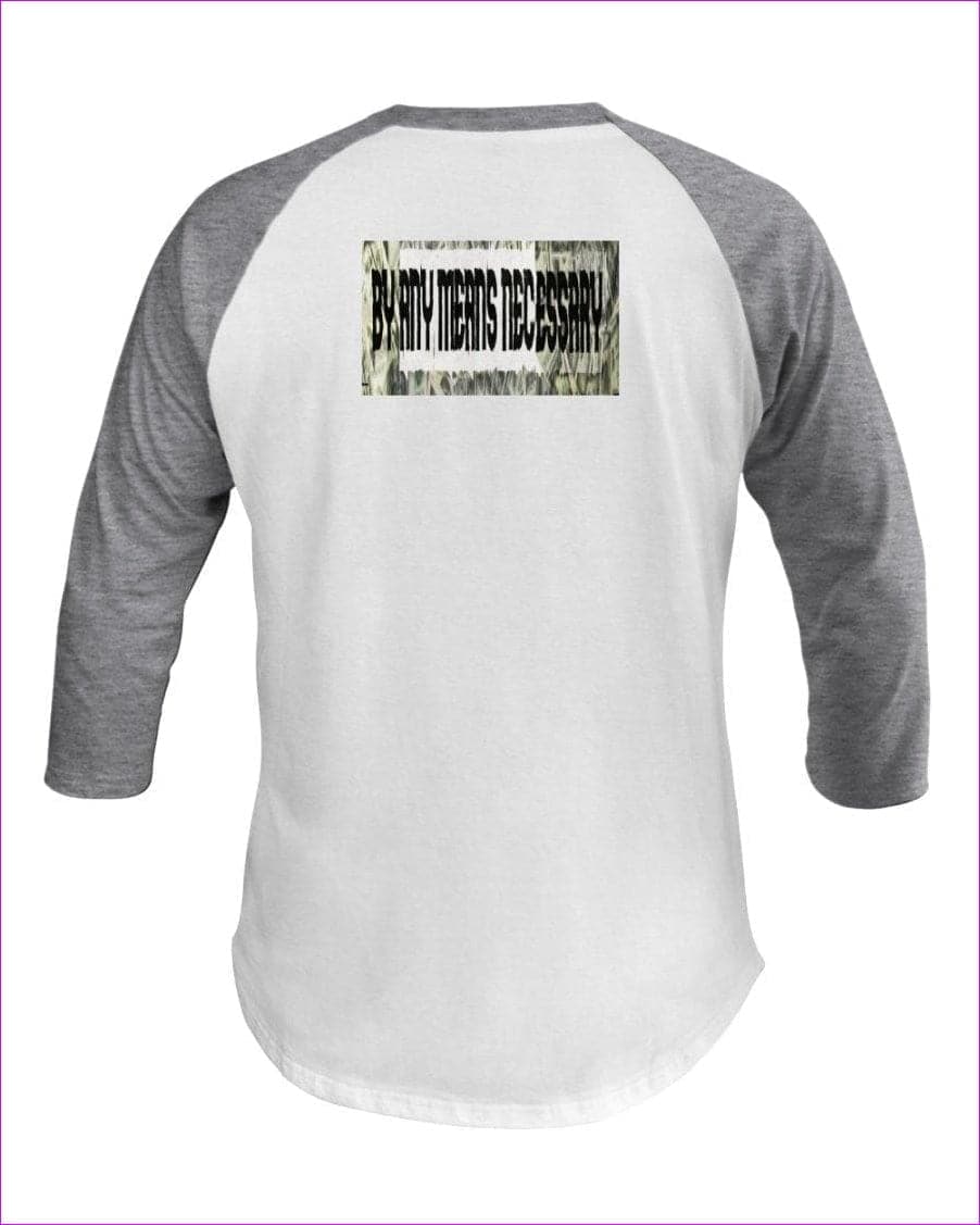 Wht/Hthr Grey - B.A.M.N (By Any Means Necessary) Clothing Men's 3/4 Sleeve Raglan Shirt - Mens T-Shirts at TFC&H Co.